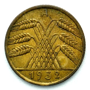 1932A Germany, Weimar Republic 10 Reichspfennig Coin, km40, Mintage 4,528,000 - Picture 1 of 5