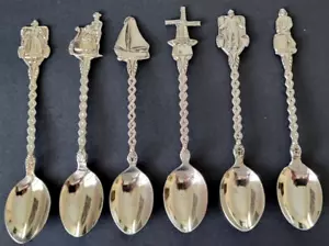 Vintage Silverplate Souvenir Spoons Marked Made In Holland Set of 6 - Picture 1 of 5