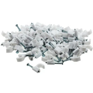 100 Stück 8 mm Weiß Kreis Kabel Wand Nagel Clips Nylon Draht Ethernet Klemmen Sicher - Bild 1 von 4