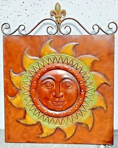Metal Wall Decor Sun Wall Art Sculpture With Fleur Di Lis Wall Hanging 23” - Picture 1 of 5