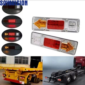 KIT 2 FANALI POSTERIORI LED STOP FRECCIA PER CAMION RIMORCHI CAMPER VAN 12/24 V - Foto 1 di 13