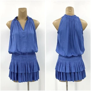 Current Air Medium 8/10 Anthropologie Zoey Pleated Dress Blue Sleeveless Womens - Picture 1 of 12