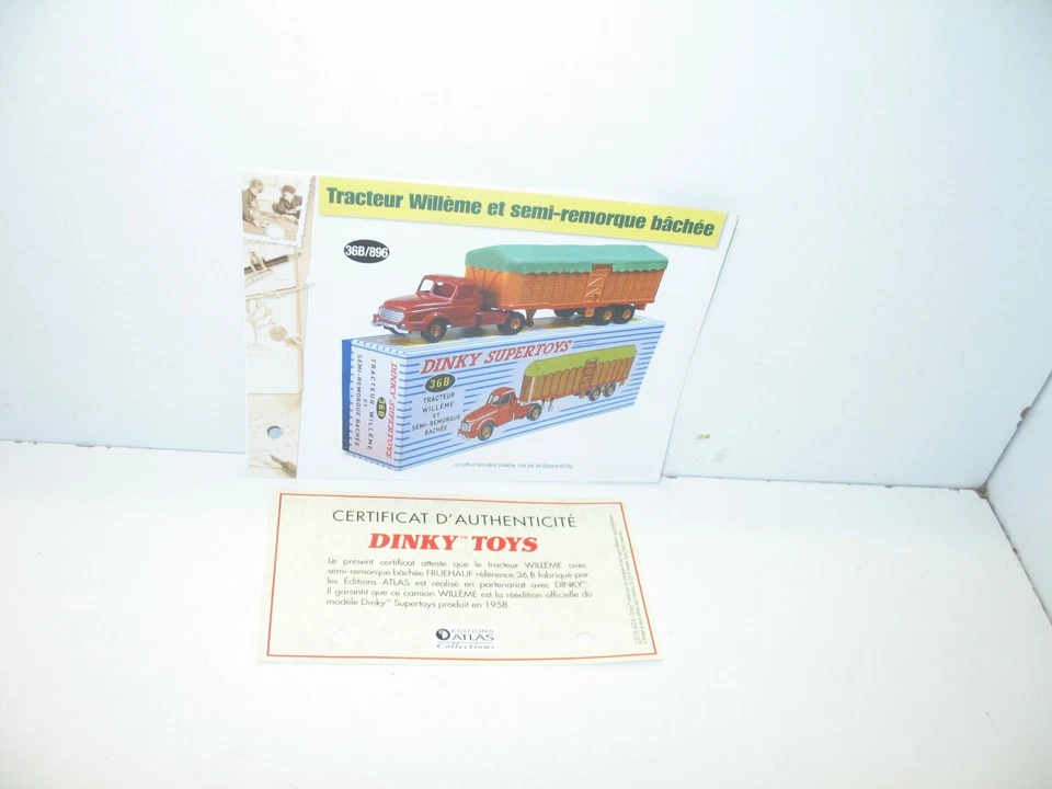 1 Spina + Certif. Dinky Toys Atlas Repro Rif. 36 B Willéme Rimorchio Fruehauf - Immagine 1 di 1