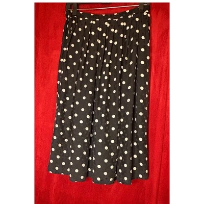 Falda midi de seda a lunares blanca negra para mujer talla 10 plisada cierre de cremallera Foto 1 de 4