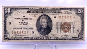 1929 $20 Chicago Illinois Federal Reserve Bank Note. Lot.90 - Picture 1 of 8