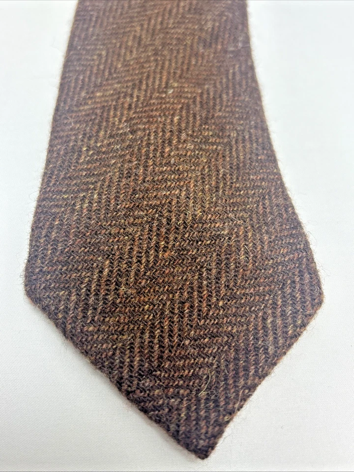 Corbata Polo Ralph Lauren 100% Lana Hecha a Mano Italia 3" X 58" Marrón Foto 1 de 4