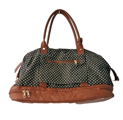  Bolso de viaje Weekender de lona para llevar la noche a lunares negro blanco Foto 1 de 4