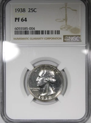 1938 Proof Washington Quarter NGC PR64 Low Mintage Mostly White - Image 1 of 4