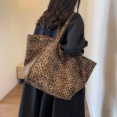 Leopard Print Canvas Tote Bag For Women - Image 1 of 2