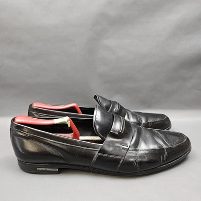 Prada Shoes Mens 10.5 Black Leather Bit Loafers Slip On Dress Formal Slip On - Image 1 of 4