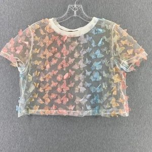 Girls Sheer Butterfly Blouse Pastel 3D Butterfly Design Size M - Picture 1 of 7