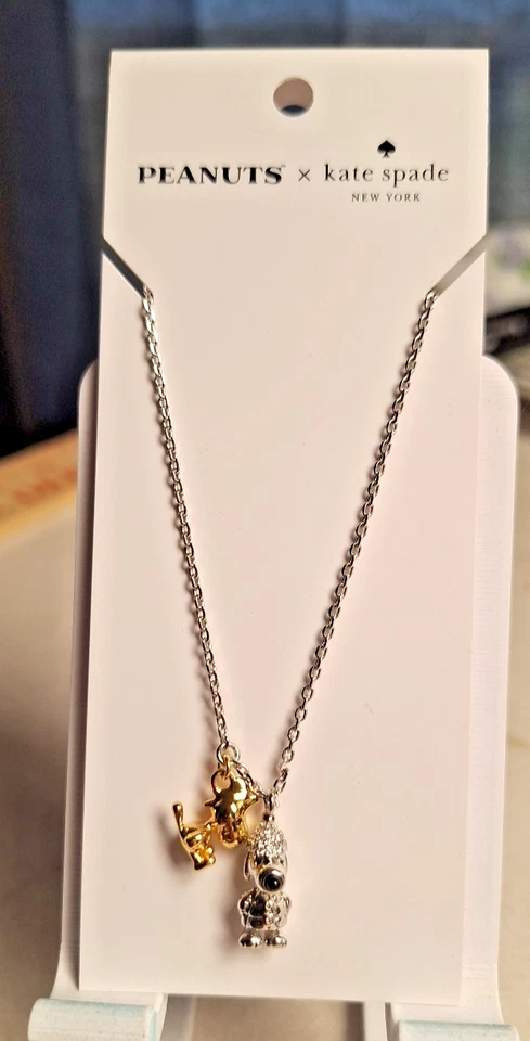 💖 Colar KATE SPADE New York Peanuts, Snoopy & Woodstock Pave Novo com etiquetas! Raro!! HTF - Imagem 1 de 1