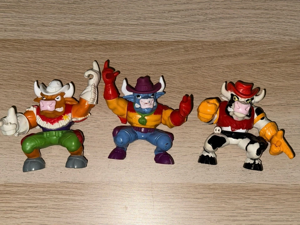Lote de 3 figuras de acción Hasbro TMNT Wild West Cowboys Of Moo Mesa 1991 de colección Foto 1 de 4
