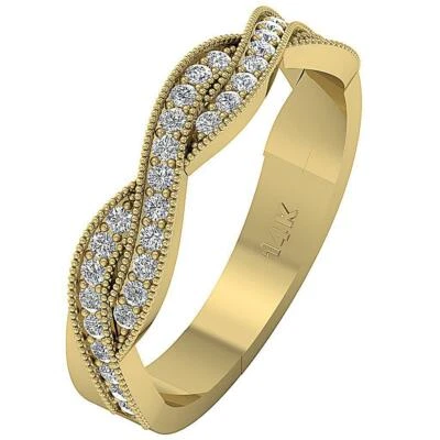 Knot Wedding Ring VVS1 E 0.50 TCW Natural Round Cut Diamond 14K White Gold - Image 1 of 4