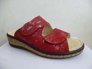 Tower Women's Mules Slippers Shoes Leather Red 91414 - Picture 1 of 7