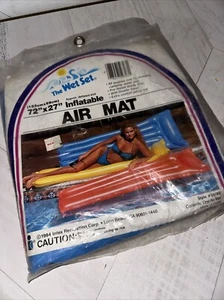 VTG 1984 INTEX The Wet Set Air Mat Pool Float Mattress Inflatable Blue 72×27 in - Picture 1 of 6