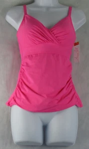 Anne Cole Women's Ruched Underwire Tankini Top Swimsuit, Pink Punch, 32DD / 34D - Picture 1 of 4