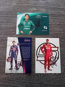 Sebastian Vettel / 3 Autogrammkarten / RBR Ferrari AstonMartin F1 / HAND SIGNED - Bild 1 von 9
