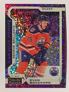 2018-19 O-Pee-Chee Platinum Marquee Rookie EVAN BOUCHARD Violet Pixels Card# 157