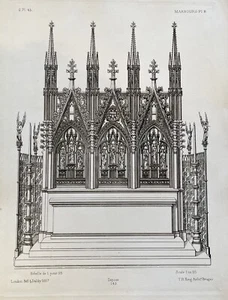 1857 Antique Print Study Book Medieval Architecture Church Interior - Picture 1 of 8