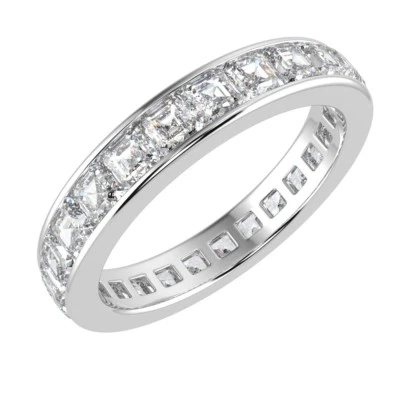 Natural F/VS 1.70 Ct Asscher Cut Diamond  Wedding Ring For Women In Platinum - Image 1 of 4