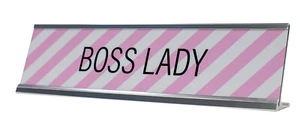 Signs ByLITA Pink Stripe Boss Lady Desk Sign - Picture 1 of 1