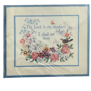 From the Heart Stamped Cross Stitch Kit Twenty Third Psalm Nature Floral - Picture 1 of 4