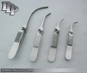 4 O.R GRADE DEBAKEY BULLDOG CLAMP ATRAUMATIC FORCEPS CURVED SURGICAL INSTRUMENTS - Picture 1 of 3