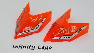 2 LEGO Trans-Neon Orange Windscreen 6x4x1.3 Pointed w/ Stickers Nexo 22483 70354 - Picture 1 of 2