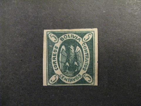 Bolivia #2a unused no gum diag and horiz lines trace of vert lines b23.7 647 Cover