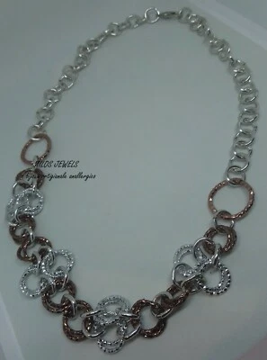 collana donna in alluminio color argento e marrone - Immagine 1 di 2