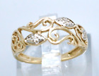 Vintage Jewellery 9k Solid Gold Diamonds Band Ring Size M