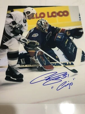 St. Louis BLUES Curtis Joseph Espera Punta de Gretzky EN CUJO FIRMADO 8x10 Certificado de Autenticidad ¡Navidad! Foto 1 de 3