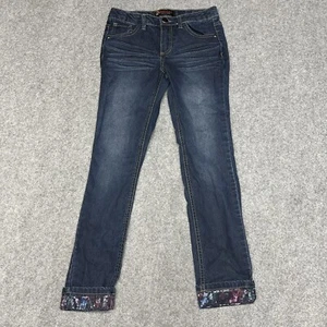 Squeeze Girls Denim Blue Jeans Sequins Girls Size 14 Zip Fly Pockets - Picture 1 of 11