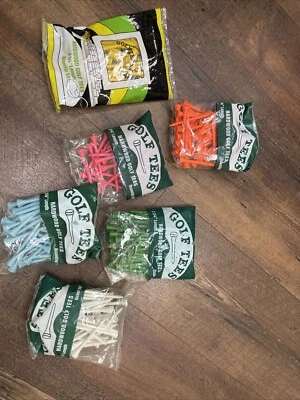 300 Professional Bagged Hardwood Golf Tees Made in USA 6 Color Mix - Image 1 of 4