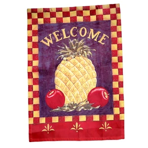 BIENVENIDO Jugoso Verano PIÑA Manzanas PEQUEÑA Hogar y Jardín Exterior Bandera - Imagen 1 de 11