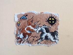Ponis pintados/pintos originales de arte rupestre acuarela Pat Wiles caballos - Imagen 1 de 1