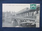 1910 Paris France Elevated Railway Trolley Train Bridge Postcard