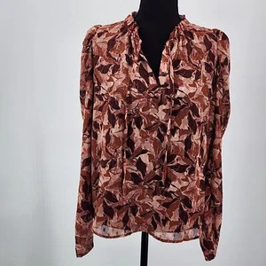 Joie Ruffle V-Neck Peasant Top  Metallic Embroidered Accents Women's Sz S - Picture 1 of 9