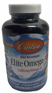 Carlson Elite Omega-3 Gems 1600 mg Fish Oil - 90 softgels exp-7/2025 Label Rip