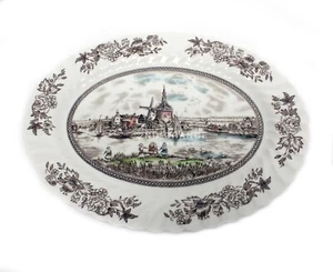 Vintage Johnson Brothers Brown Tulip Time 12" Oval Serving Platter Inglaterra - Imagen 1 de 4