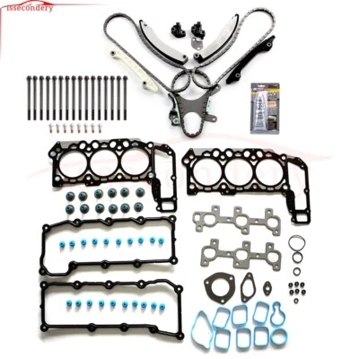 For Dodge Ram 1500 Dakota Jeep Liberty Timing Chain Kit & Gasket Head Bolts Set - Image 1 of 4