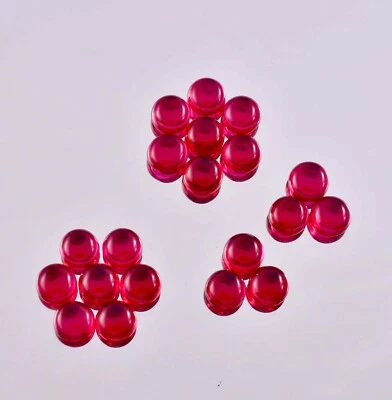 50 Pcs Natural Mozambique Red Ruby Round Smooth Loose Cabochon GIT Certified - Image 1 of 4