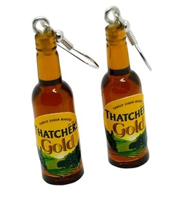Unique THATCHERS GOLD BOTTLE EARRINGS handmade THATCHER'S CIDER apple SOMERSET - Picture 1 of 1