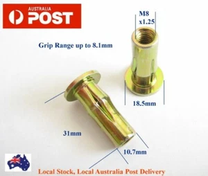 Flange Plus Nut M8 8mm Metric Pre-bulbed Nutsert Rivnut Rivet Nut Yellow Zinc - Picture 1 of 1
