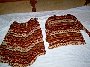 Jane Ashley Women Sz 1X Multi-Color Embellished Long Sleeve Blouse & Full Skirt - Picture 1 of 4