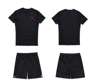 Albino and Preto Love & Hate Rash Guard & Short (SET) No Gi Training Uniform - Picture 1 of 8