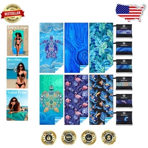 Paquete de 6 toallas de playa vibrantes - elementos esenciales de viaje delgados, ligeros y sin arena - Imagen 1 de 9