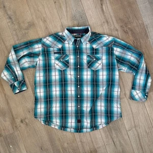 Panhandle Slim Shirt Plaid Pearl Snap 90 Proof Western Embroidered Mens XXL - Picture 1 of 9