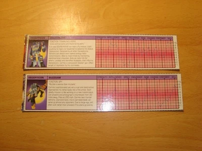 Original TRANSFORMERS G1 SOUNDWAVE & BUZZSAW Tech Spec Card VINTAGE Bio/Stats - Image 1 of 2